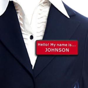 Custom Engraved Name Tag ID Badges Personalized Identification with Pin or Magnetic Clip Adhesive Backing (1" x 3")