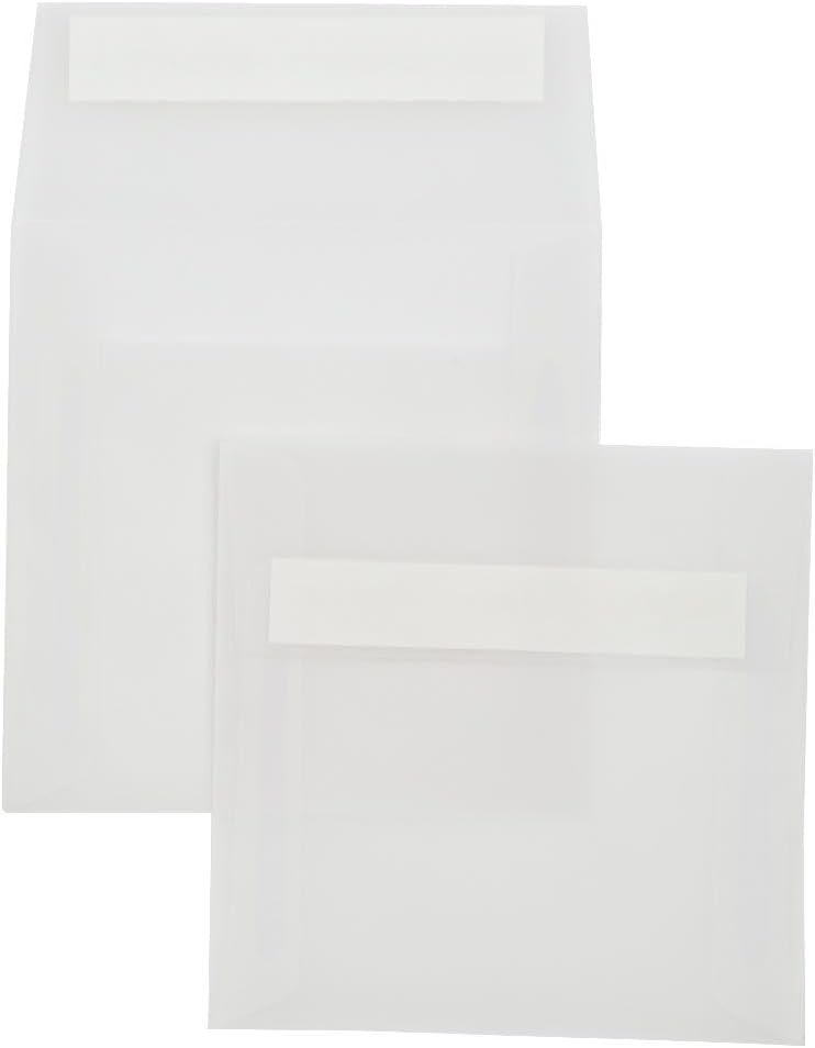 LUXPaper Square Invitation Envelopes | Peel & Press | 5" x 5" | Clear Translucent | 30lb. Text | 50 Qty