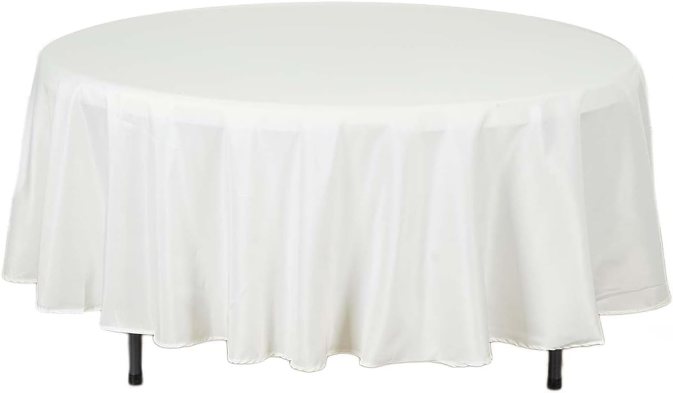 Efavormart Round Tablecloth, 108 Inch Stain & Wrinkle Resistant Washable Table Cloth, Decorative Polyester Fabric Table Cover for Banquet, Wedding, Dining- Ivory