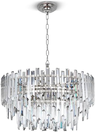 Crystal Chandelier Lighting 24'' Chrome for Dining Rooms Bedroom Foyer Entryway Ceiling Hanging Pendant Chandelier Light Fixture Lamp