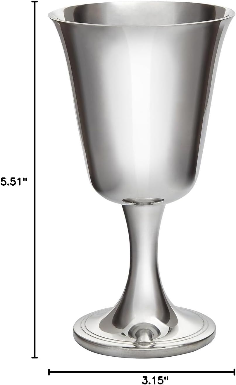Wentworth Pewter - Large Pewter Bell Goblet, Wine Goblet, Wine Glass, Bright Polished Pewter