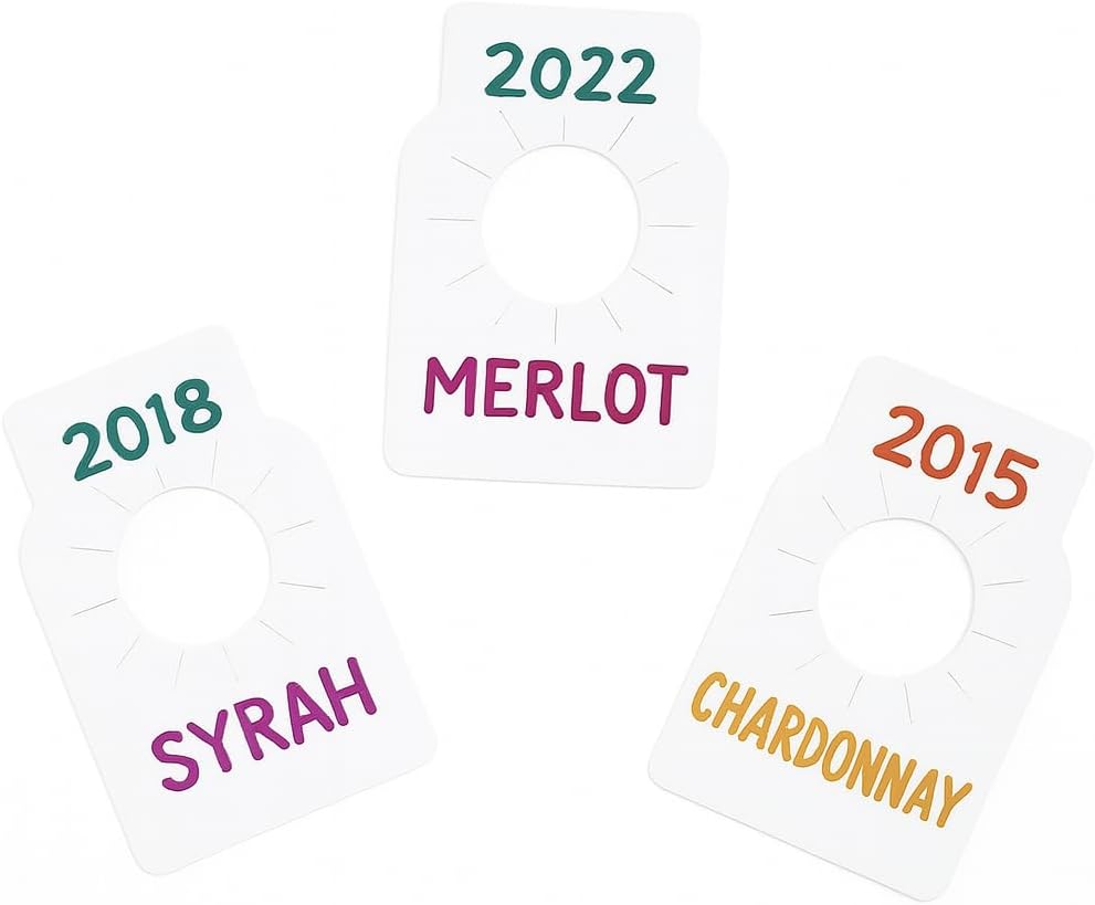 200 PCS Wine Bottle Tags –Paper Hanging Cellar Labels for Bottle Neck, Double-Sided Writable Gift Tags for Wine Racks, Champagne & Homebrew Organization (White)