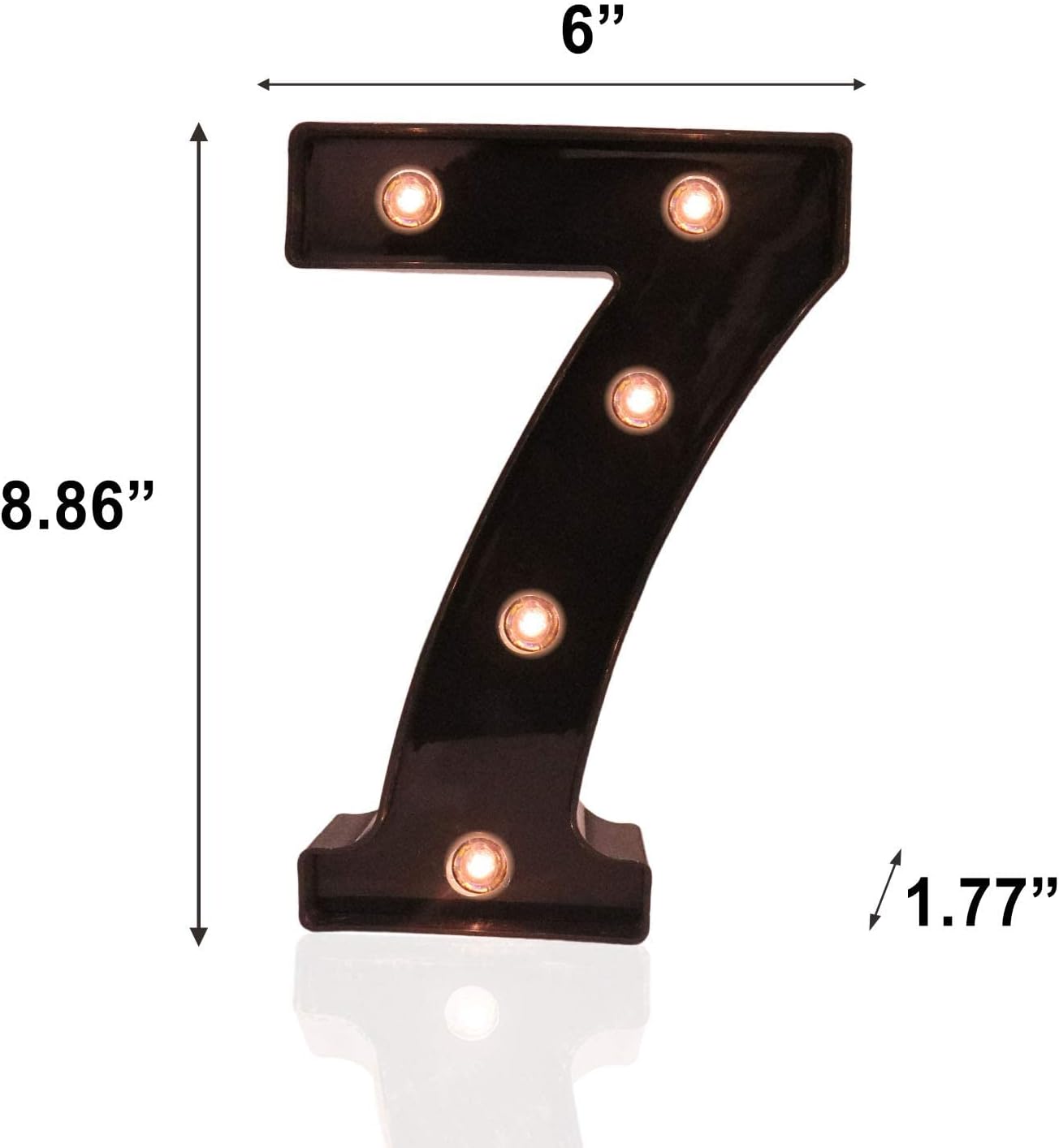 Light Up Black Alphabet Marquee Number Sign LED Marquee Number Lights Sign for Night Light Home Bar Christmas Lamp Birthday Party Wedding Decoration 7