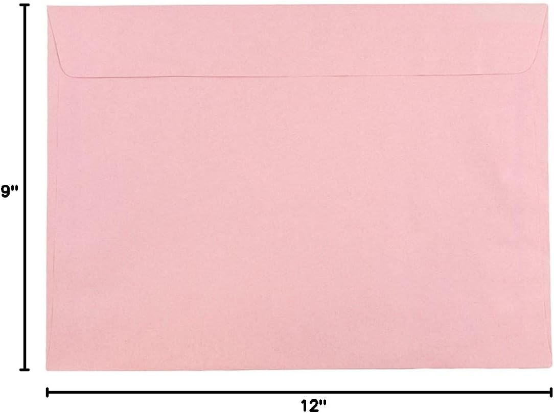 JAM PAPER 9 x 12 Booklet Premium Envelopes - Baby Pink Pastel - 50/Pack