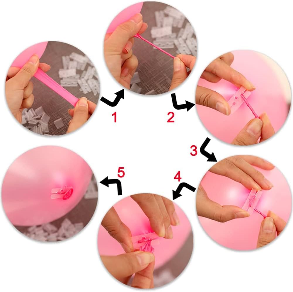 200pcs Plastic Balloon Clips Ties for Sealing, H Shape Bulk Balloon Ties clips Tool for Wedding Party Christmas Birthday Decoration
