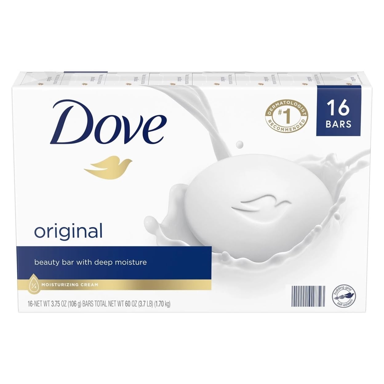 Dove Beauty Bar, White 4oz, 8 Bar, Twin Pack