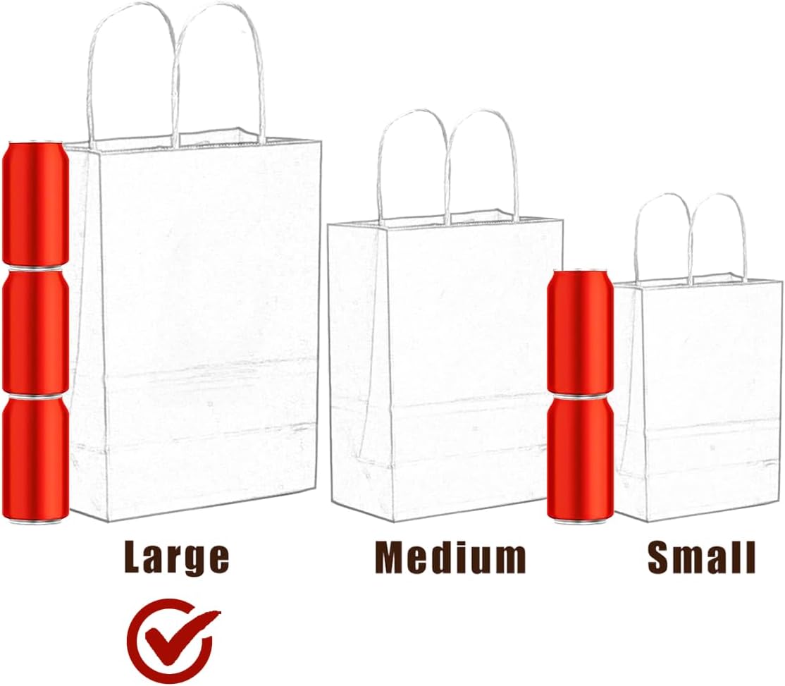 qiqee 100PCS Gift Bag with Handles Bulk Kraft Red Paper Bags Multiple Uses (13''x5 x10 inch Large Size)