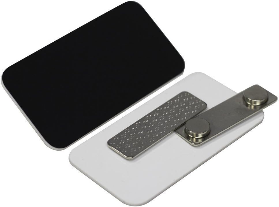 Name Tag/Badge Blanks - 50 Pack - 1-1/2" X 3" (Black) Round Corners, Magnetic Backing