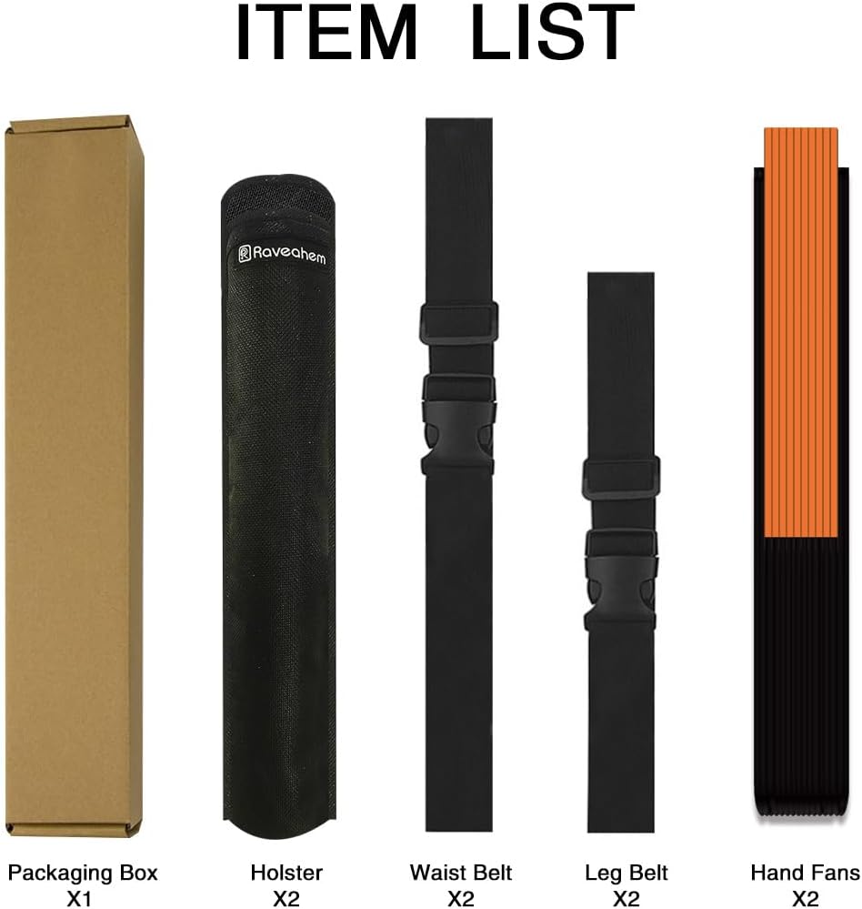 13" Large Folding Rave Fan with Holster, Clack Hand Fans Foldable for Line Dancing, Boots On The Ground Fan for Women Men Festival EDM Party Decoration, Orange 2 Pack