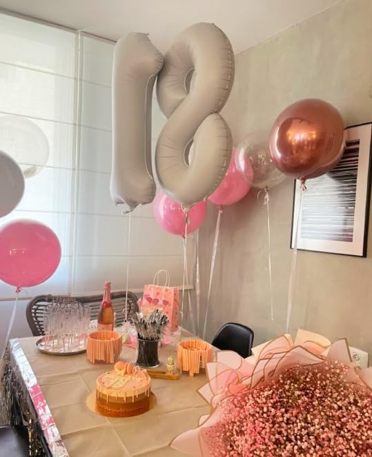 Cream White Foil Number 28 82 Balloon 40 Inch, Helium Mylar 28 82 Numbers Birthday Balloons, 28 82 Cream White Women Men Anniversary Graduations Party Supplies