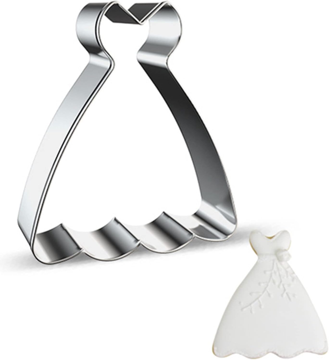 Large Size Dress Shaped Cookie Cutter, Stainless Steel Strapless Princess Dress Wedding Dress Cookie Cutter, 4.3 Inches
