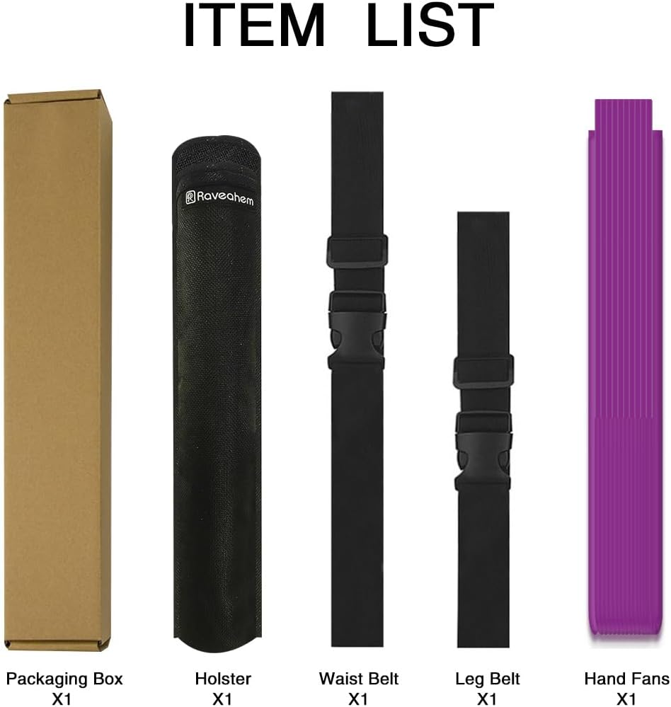 13" Large Folding Rave Fan with Holster, Clack Hand Fans Foldable for Line Dancing, Boots On The Ground Fan for Women Men Festival EDM Party Decoration, Purple