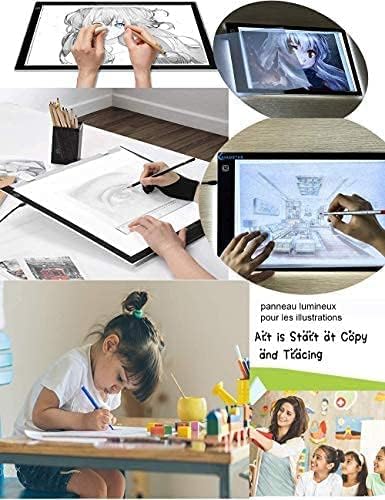 Light Box Drawing Pad, Tracing Board with Type-C Charge Cable and Brightness Adjustable for Artists, AnimationDrawing, Sketching, Animation, X-ray Viewing (DE-A4-P-black)