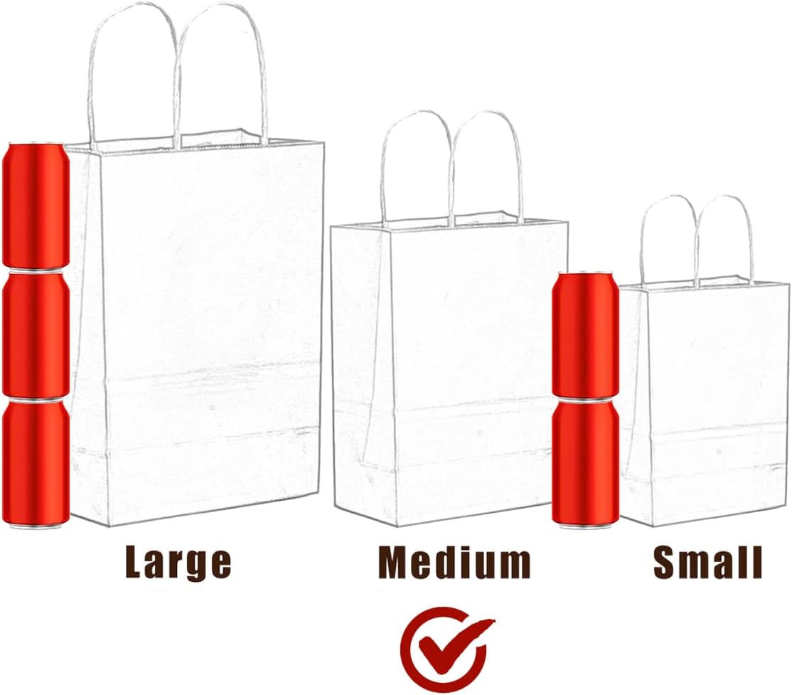 qiqee 50-Packs Brown Paper Gift Bags with Handles Bulk 11"x8.3"x4.3" Medium Size Paper Bags Multiple Uses