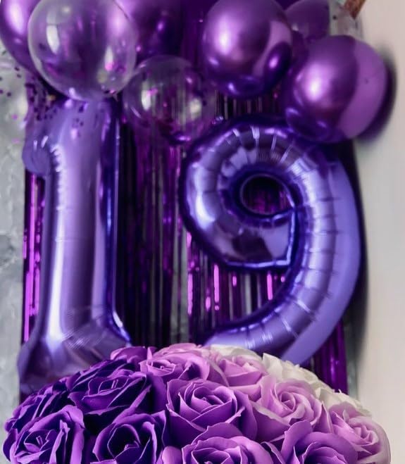 40 Inch Big Purple 9 Balloon Number, Jumbo Giant Happy 9th 19 29 39 49 99 Birthday Party Decorations, Large Nine Mylar Foil Anniversary Birthday Party Engagement Decorations