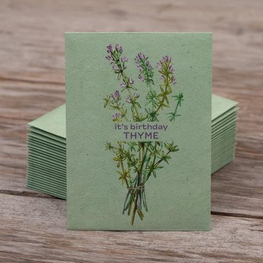 It's Birthday Thyme - Thyme Seed Packets - 25 Packets - Herb Seeds - Garden Seed to Grow Live Plants - A Beautiful Valentines Gift - Bentley Seed Co.
