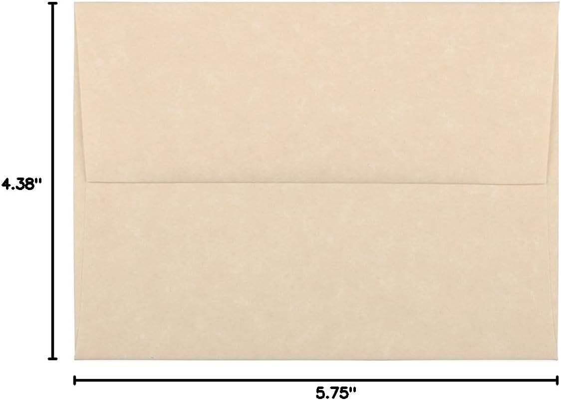 JAM PAPER A2 Parchment Invitation Envelopes - 4 3/8 x 5 3/4 - Brown Recycled - 50/Pack