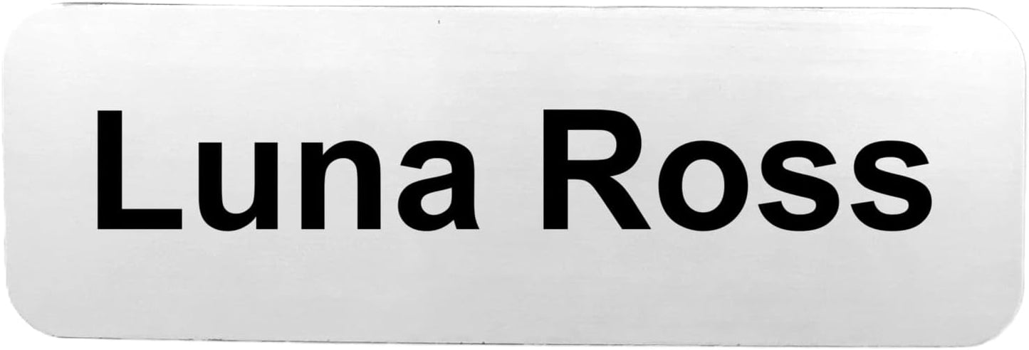 Custom Laser Engraved Name Tag Badges for Business or Employees Position Identification - Personalized Text for Your Name Plate or ID Tags, 1 x 3 inches, Made in CA, USA (Silver, 1 x 3 inches)
