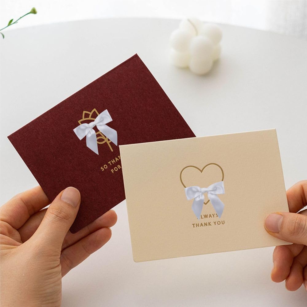 2.5" Hgzgch White Satin Ribbon Bow for Gift Wrapping, Premade Bows for Crafts, Cake, Party Favors, Handmade Bows with Double-Sided Tape, Self Adhesive Gift Bows for Presents, Treats, Christmas - 50pcs