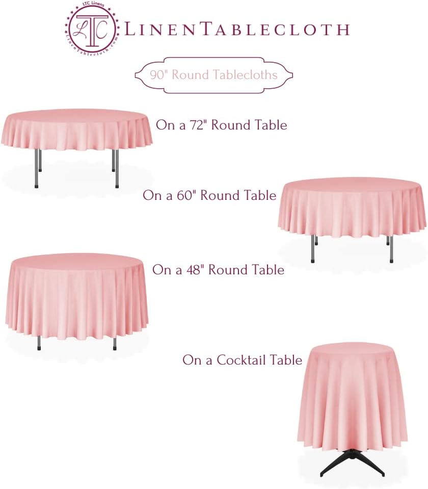 LTC LINENS 5 Pack 90 Inch Round Tablecloth Turquoise - Wrinkle Resistant Table Cloth for Round Table -Washable Polyester Fabric Table Cover for Wedding, Party