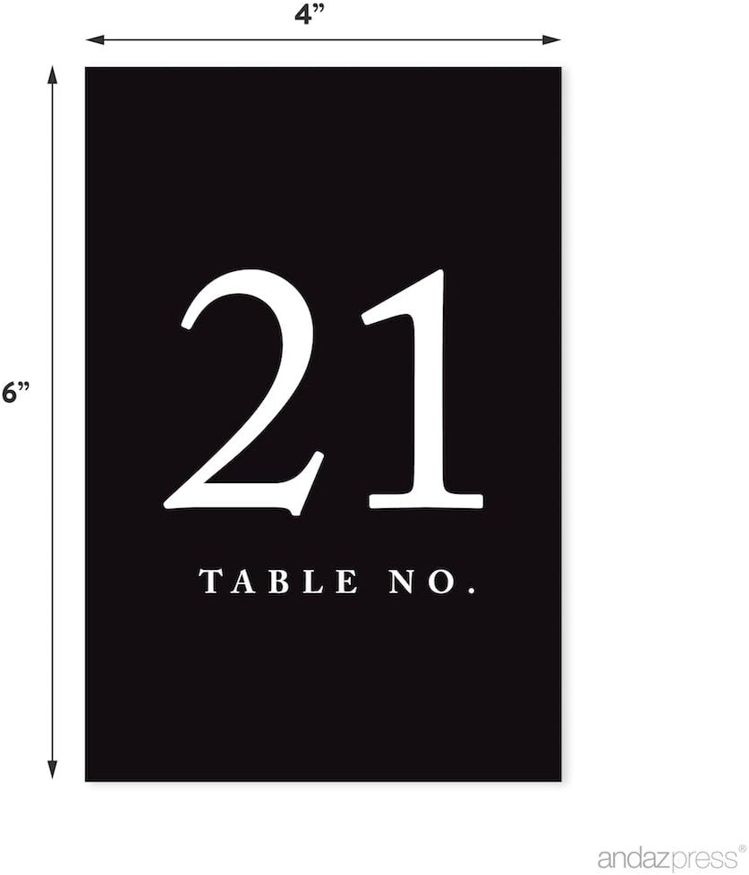 Andaz Press Black 4x6-Inch Minimalist Table Numbers 21-40, 20 Count, Paper, Tabletop Mount, Perfect for Weddings & Events