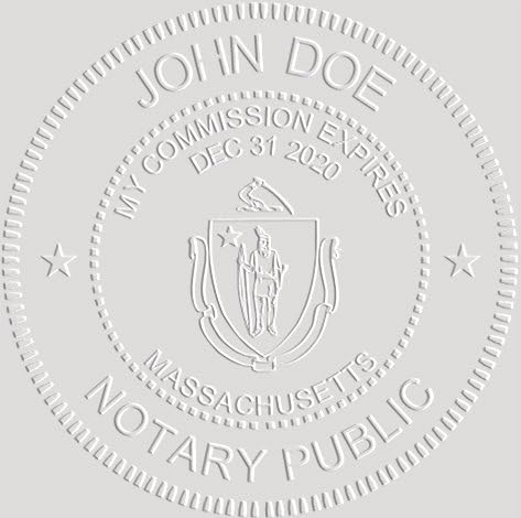 MaxMark Notary Seal Round Pink Embosser for Massachusetts State - Includes Gold Burst Seal Labels (50 Count)