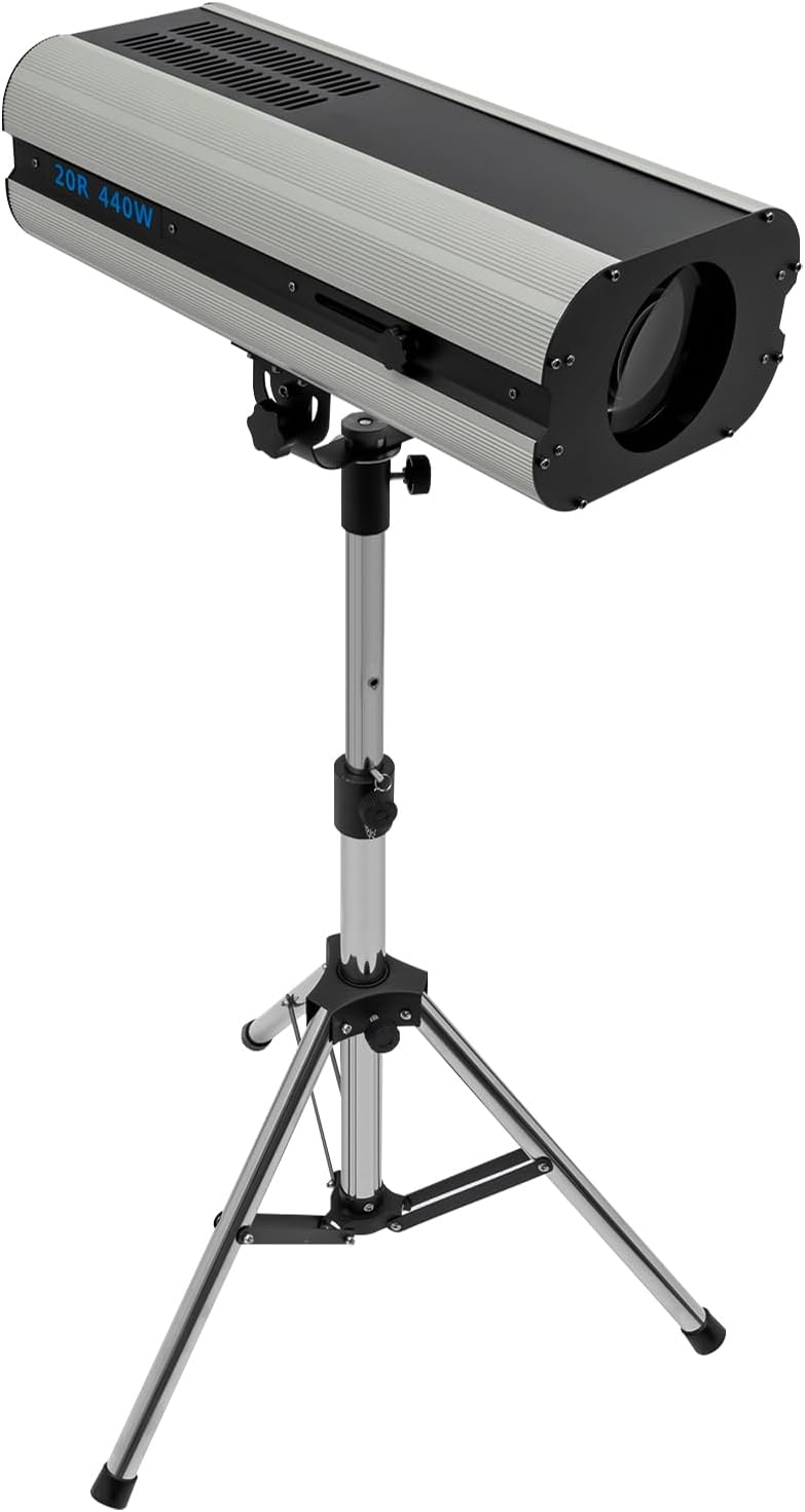 Follow Spotlight for Stage, 440W LED Spot Light DJ Lighting with Control Panel & Adjustable Stand, Disco Ball Light for Party Theater Wedding Show, 6 Colors, 328.08-393.7ft