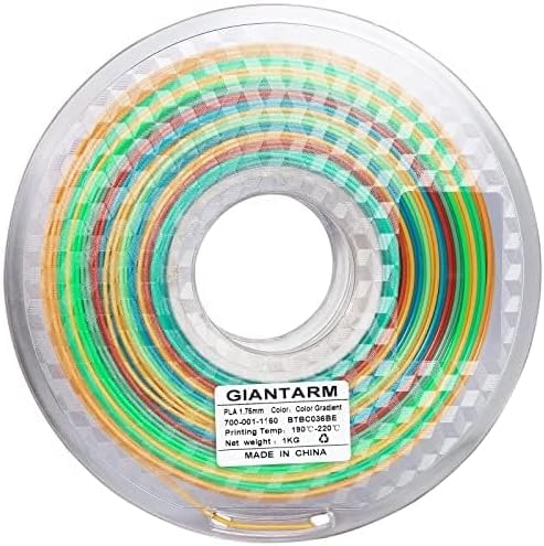 GIANTARM 3D Printer Filament,1.75mm Rainbow PLA Filament,Color Changing Filament 1kg Spool (2.2lbs),Muticolor Filament with Vacuum Packaging