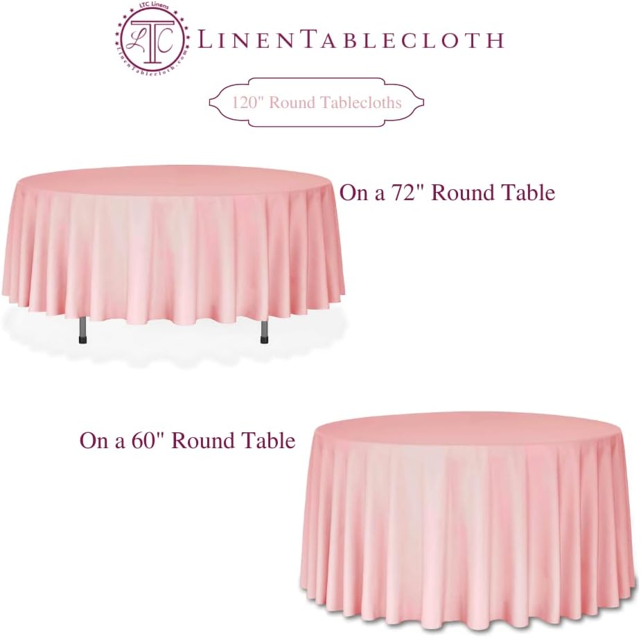LTC LINENS 2 Pack 120 Inch Round Tablecloth Burgundy - Great for 60 Inch Round Table Floor Length - Washable, Wrinkle Resistant Polyester Fabric Cloth for Parties