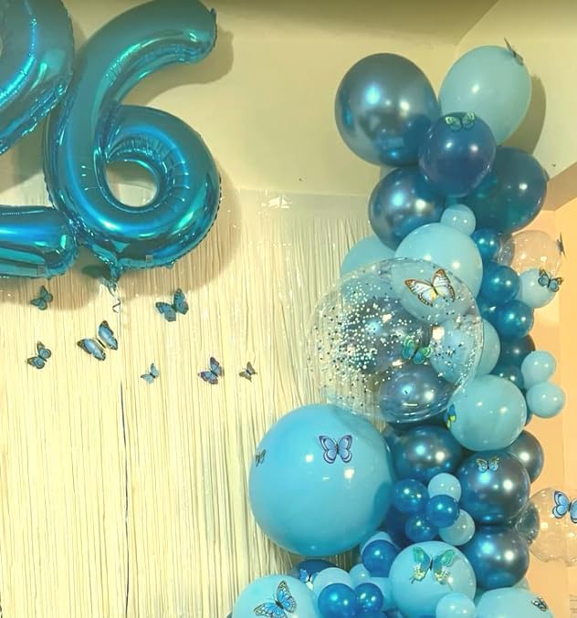 2026 Blue 40 Inch Mylar Foil Number 6 Balloon, Birthday Balloons for 6 16 Boy Girl Party Decorations Supplies,Blue Big Helium Balloon Numbers for 26 36 46 60 Men Women Anniversary
