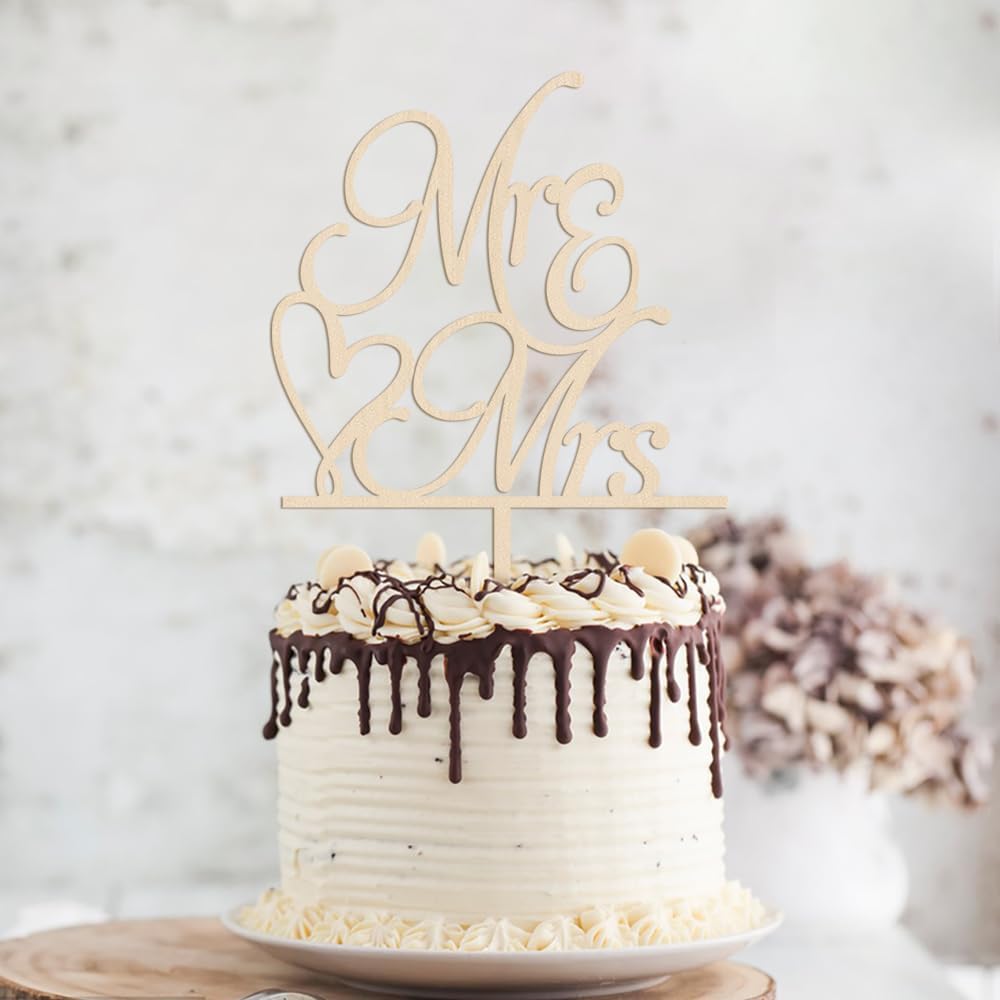 wood Mr and Mrs Cake Topper,Bride and Groom Sign Wedding/Engagement/Anniversary Cake Toppers Decoration