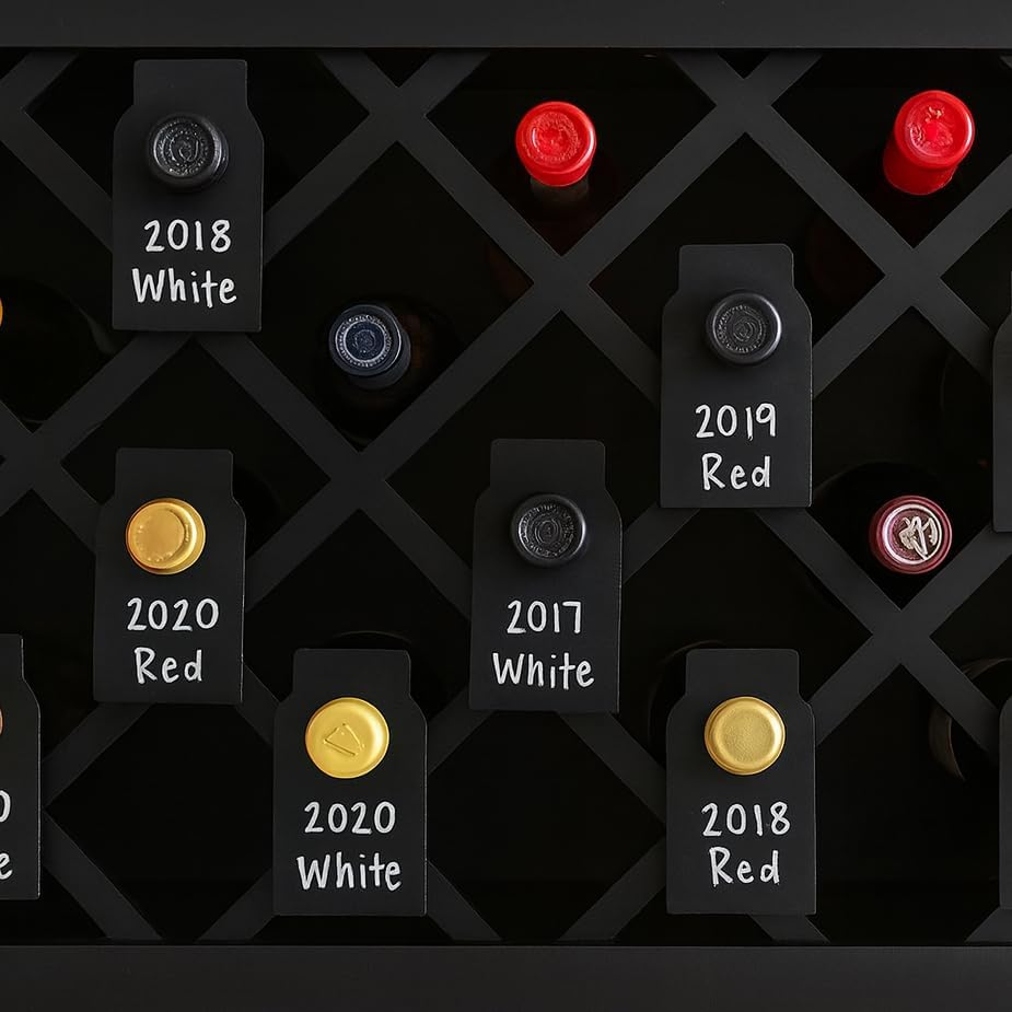 200 PCS Wine Bottle Tags –Paper Hanging Cellar Labels for Bottle Neck, Double-Sided Writable Gift Tags for Wine Racks, Champagne & Homebrew Organization (Black)