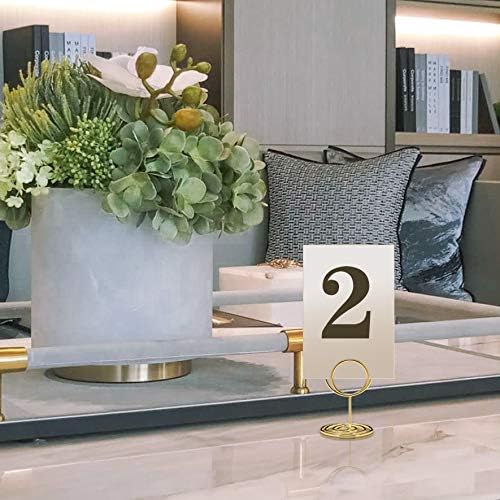 20pcs Mini Place Card Holders, Cute Table Number Holders, Small Size Table Card Holder Tables Number Stands, Wire Photo Picture Menu Clips for Wedding centerpieces, Anniversary Party (Gold)