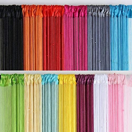 Beaded Curtain Beads Door String Curtains Ideal for Living Room Decor Wall Hanging Fringe Doorway Divider Bedroom Backdrop Hippie Window Closet Privacy Rod Pocket Dense (100x200cm,Teal Blue)