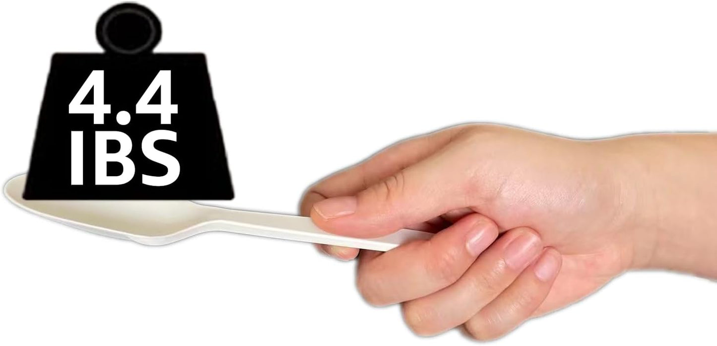 MISISIPI 200Count 100% Compostable Spoons Biodegradable Spoon HeavyDuty No Plastic Spoons Eco-friendly HeavyWeight Disposable Spoon Tableware Set for Lounge,Party,BBQ,Cafeteria,Wedding,Picnic