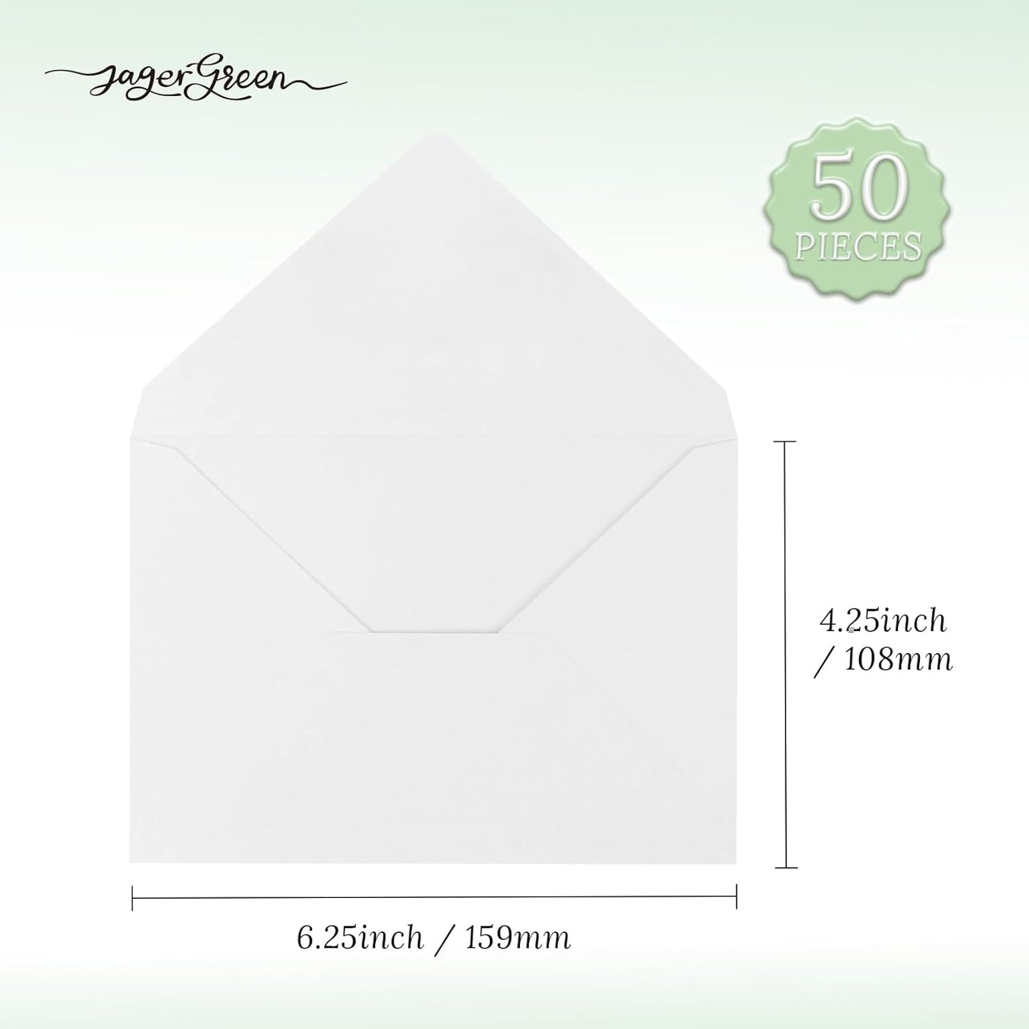 50 Pack 4x6 Envelopes Letter Size, White A4 Envelopes Self Seal for Wedding Invitation, Envelope 4.3x6.3 for Greeting Cards, Photos, Baby Shower, Graduation, Thank You Cards, Announcements