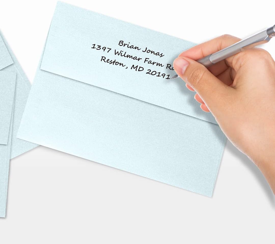 LUXPaper A7 Invitation Envelopes | Peel & Press | 5 1/4" x 7 1/4" | Aquamarine Metallic | 80lb. Text | 250 Qty