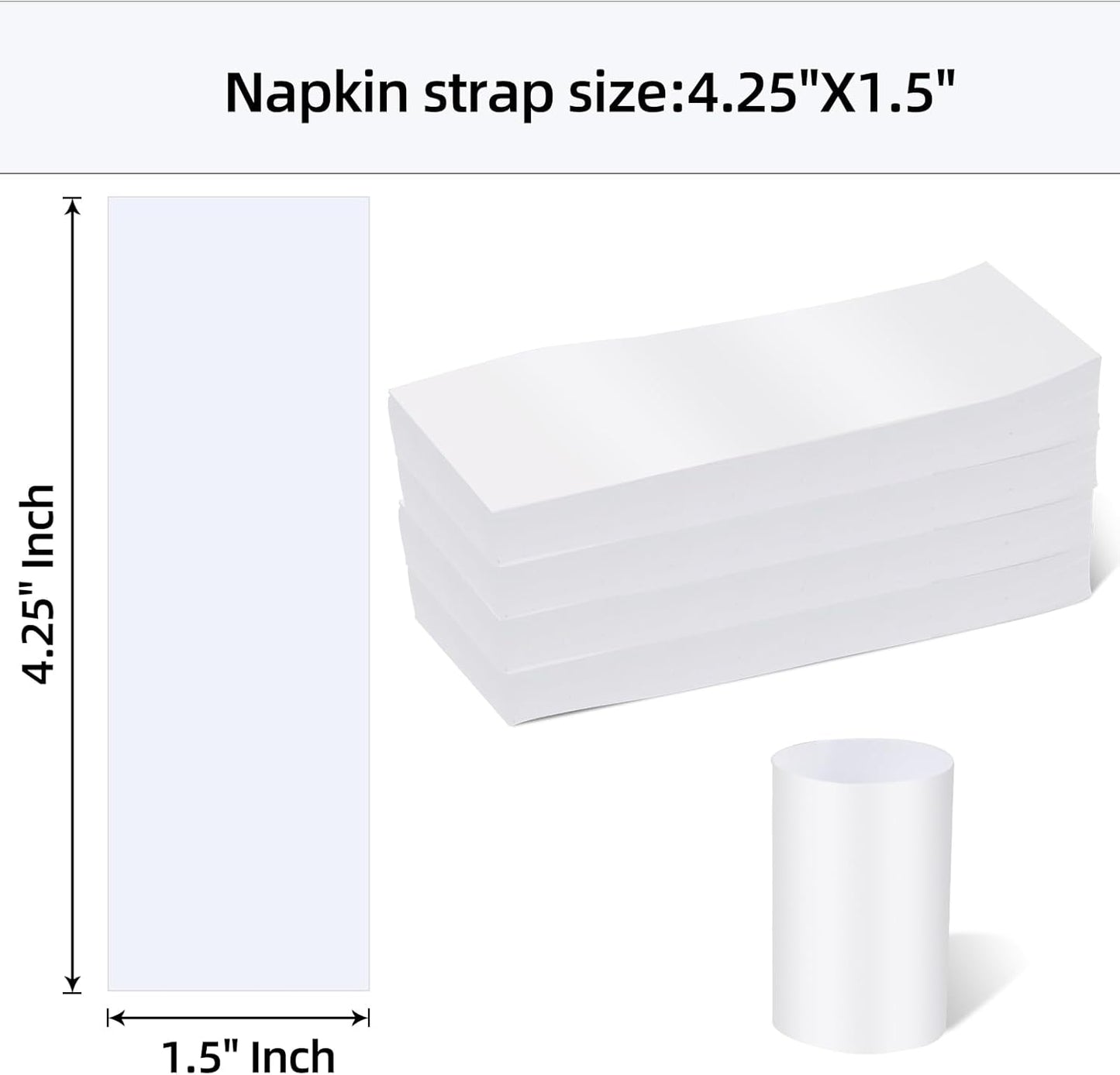 Germiwipe Napkin Bands,Paper Napkin Rings Self Adhesive,Silverware Wraps Bands (White-500 pcs)