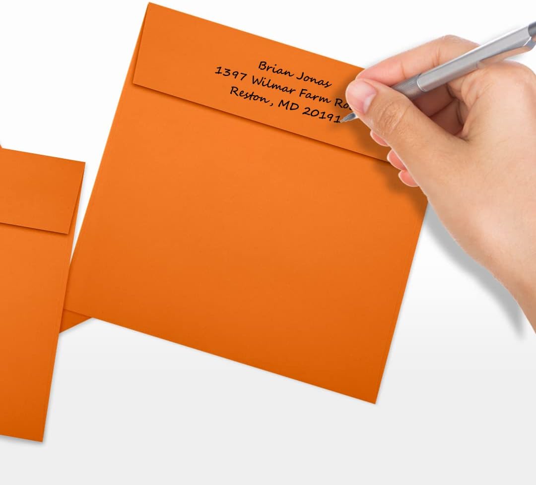 LUXPaper Square Invitation Envelopes | Peel & Press | 6 1/2" x 6 1/2" | Mandarin Orange | 80lb. Text | 50 Qty