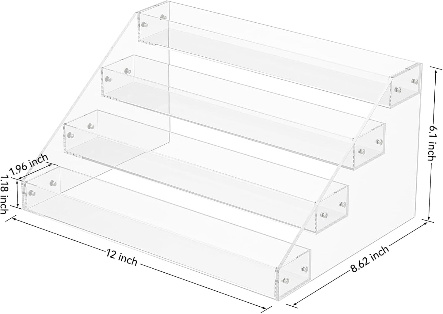 Acrylic Display Risers,12inch 4 Tier Clear Display Shelf, Perfume organizer Stand, Makeup Display Stands, Cupcake Stand Holder,Dessert Shelves, Riser Stand for Figures, Acrylic Shelves for Display