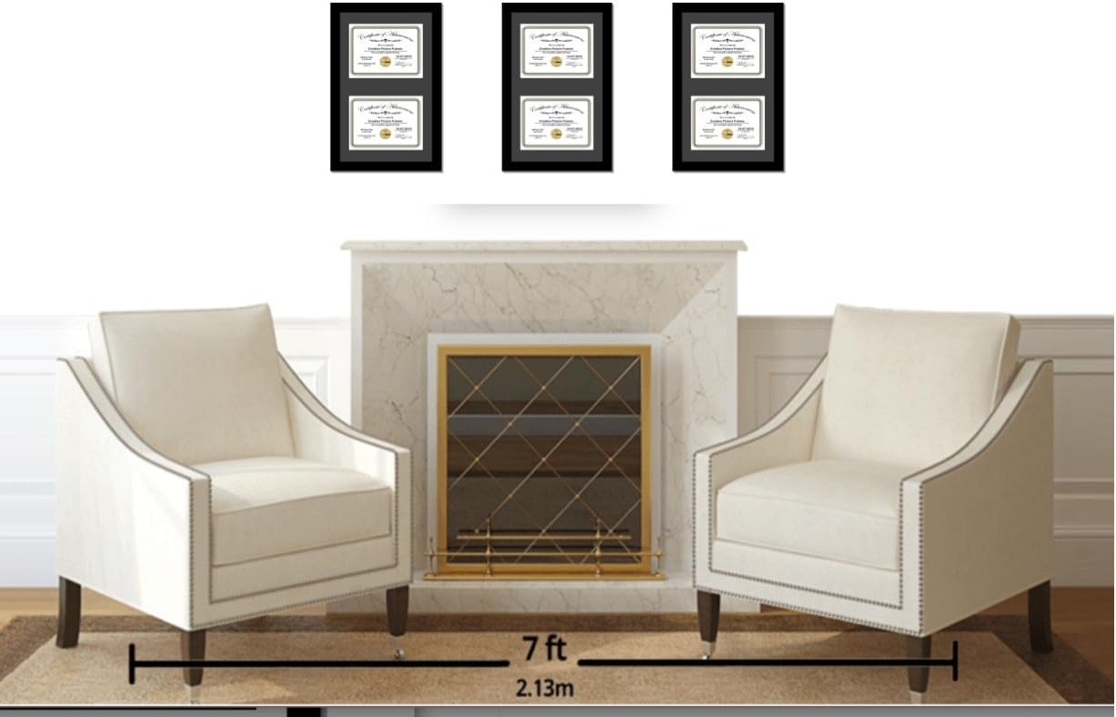 Creative Picture Frames 14X24Bk-B Black Vertical Double Diploma Frame With 2 Opening Black Mat, Holds 2-10X12-Inch Documents With Wall Hanger
