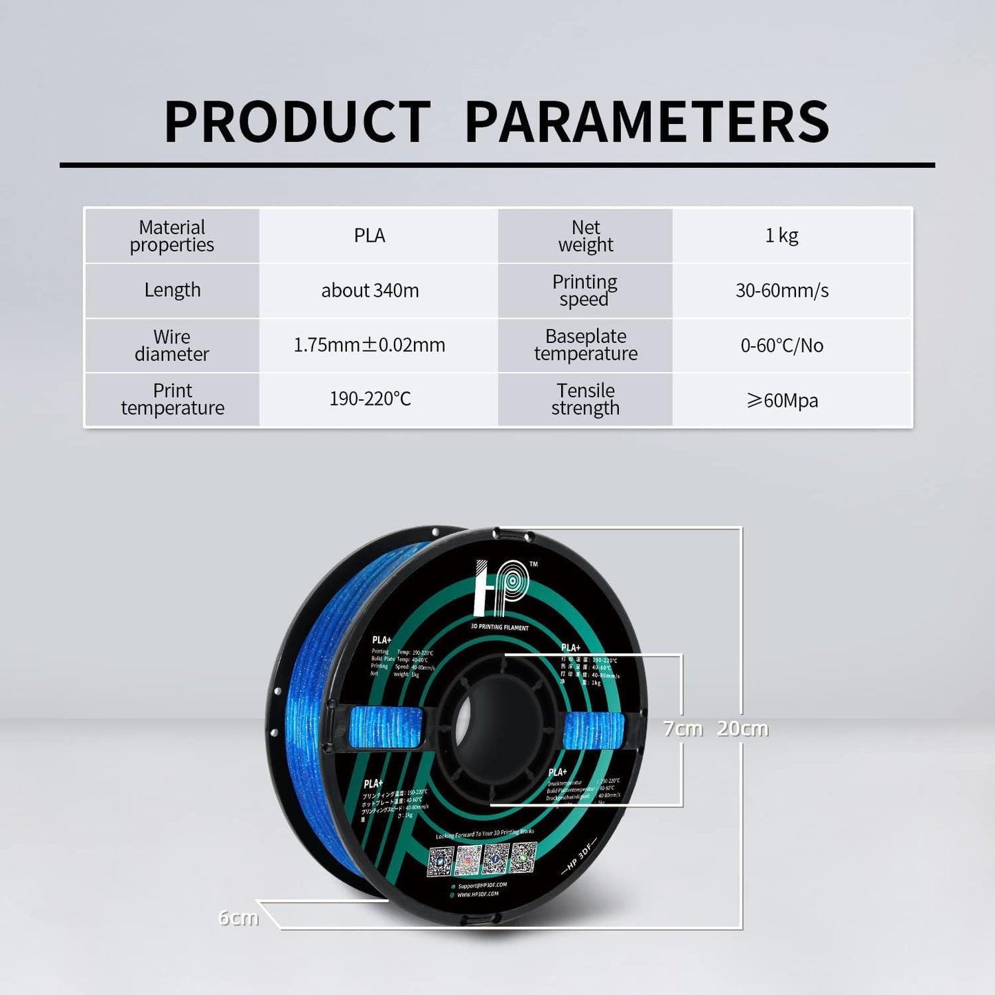Glitter PLA Filament, Twinkling 3D Printer Filament, PLA Filament 1.75mm Dimensional Accuracy +/- 0.02mm, 1KG Spool (2.2 lbs), Fit Most FDM Printer (Glitter Blue)