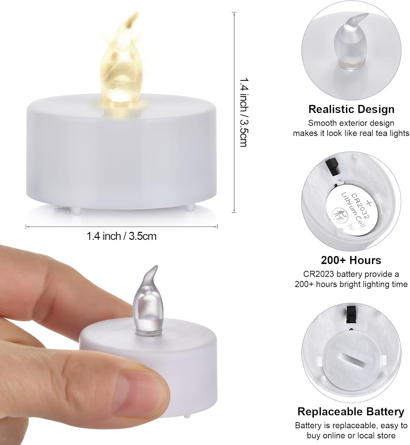 LED Tea Lights Candles- 100PACK Warm Yellow Flameless Candles Realistic and Bright Flickering Long Lasting 200Hours for Holiday Celebration,Party,Home Decoration,Battery Operated