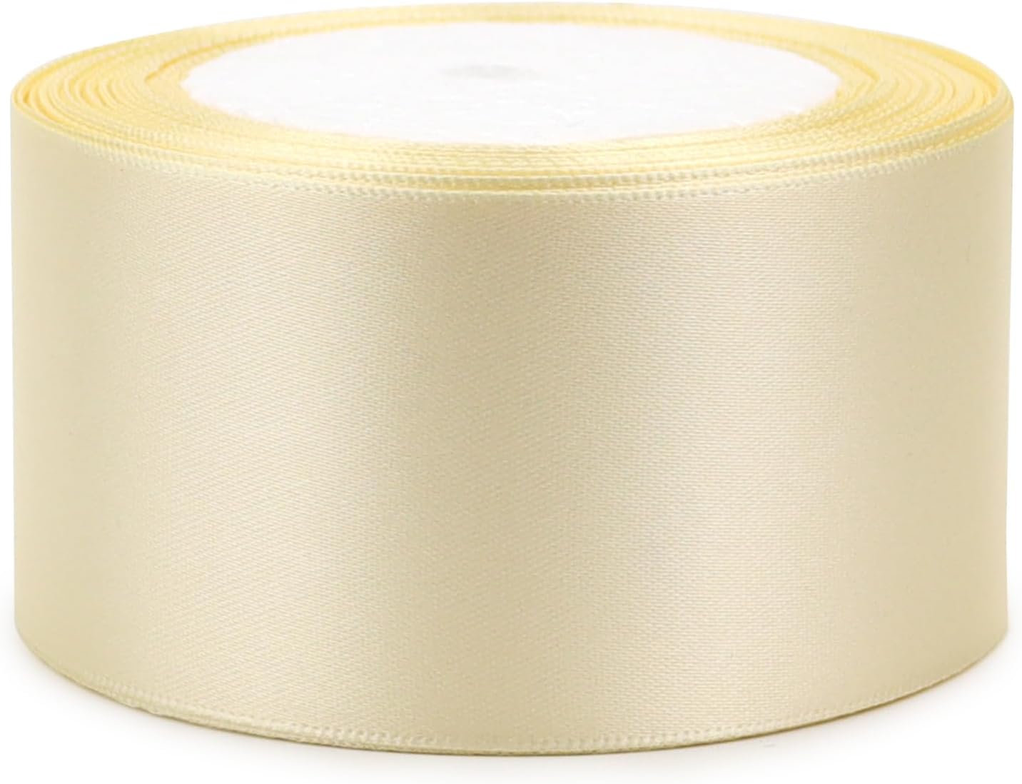 Rice White Solid Satin Ribbon 2 Inch 25 Yards Solid Polyester Fabric Ribbon for Gift Wrapping Wedding Christmas Baby Shower Birthday Party Decoration Handmade Immortal Flower Craft