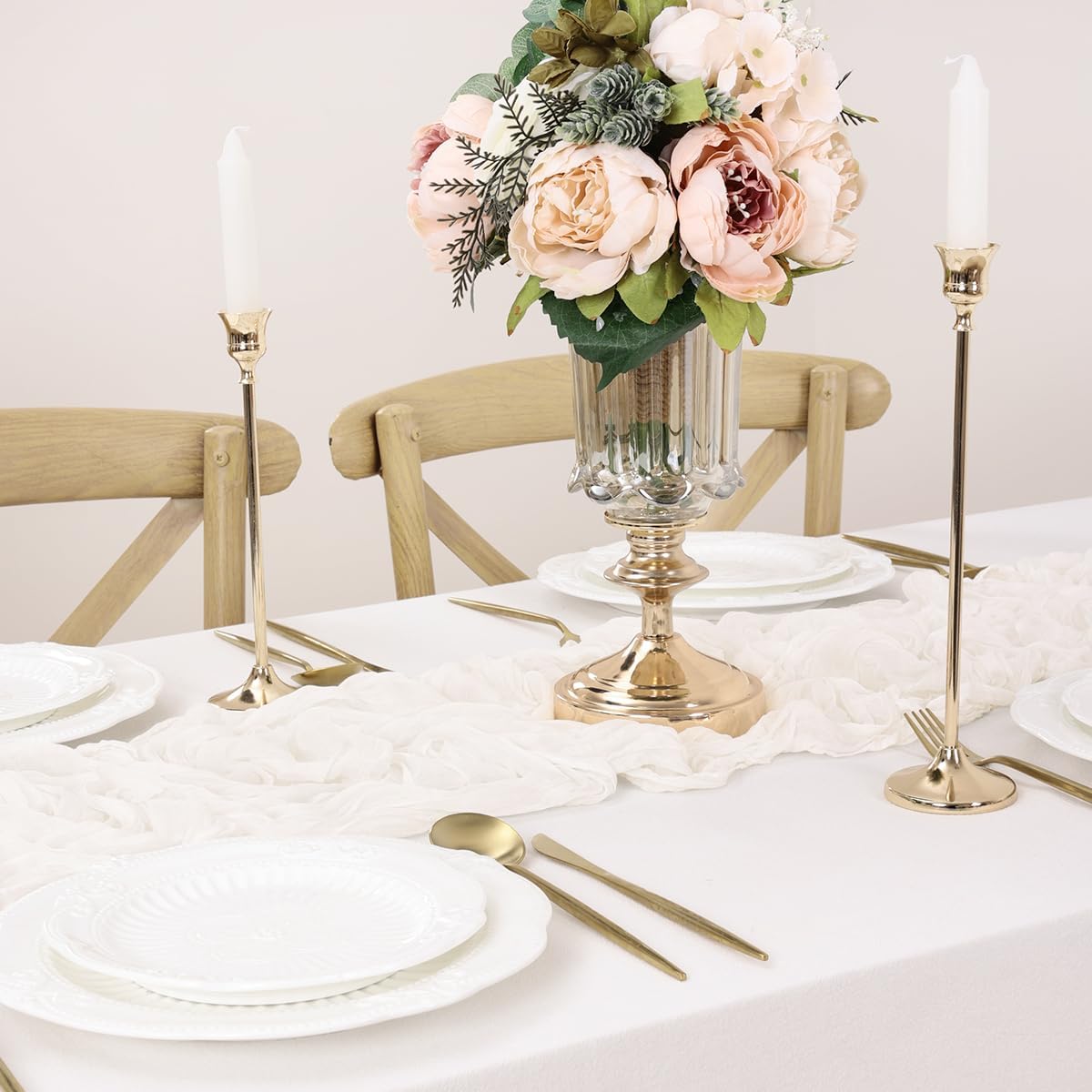 Ivory Table Runner Cheesecloth Table Runner 14FT Farmhouse Table Runners 160 Inches Fall Table Decor Dining Room Centerpiece Wedding Boho Baby Shower Birthday