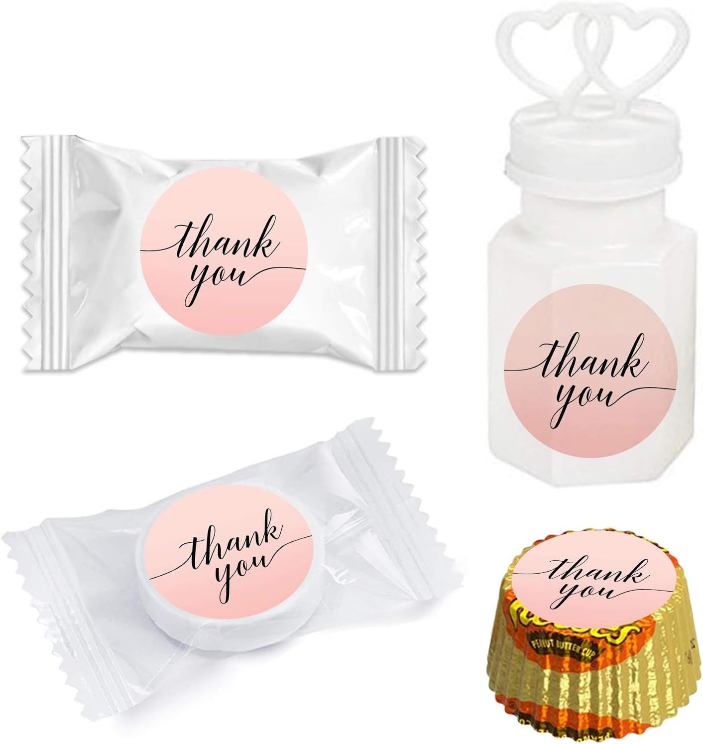 Andaz Press Blush Pink Rose Elegant Party Collection, Small Round Circle Label Stickers, Fits Kisses Chocolates, Thank You, 240-Pack, Favors Decor Envelope Seals