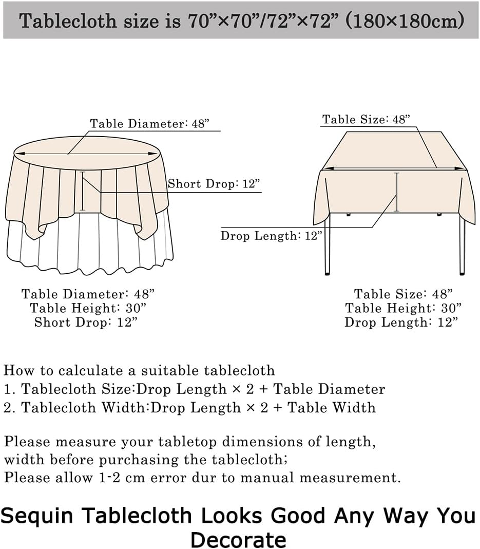 ShinyBeauty Red Table Cloths for Christmas 2 Packs, 72X72 Inch Sequin Tablecloths Square Shimmer Table Cloth Overlay Red Tablecloth for Wedding, Birthday Tables