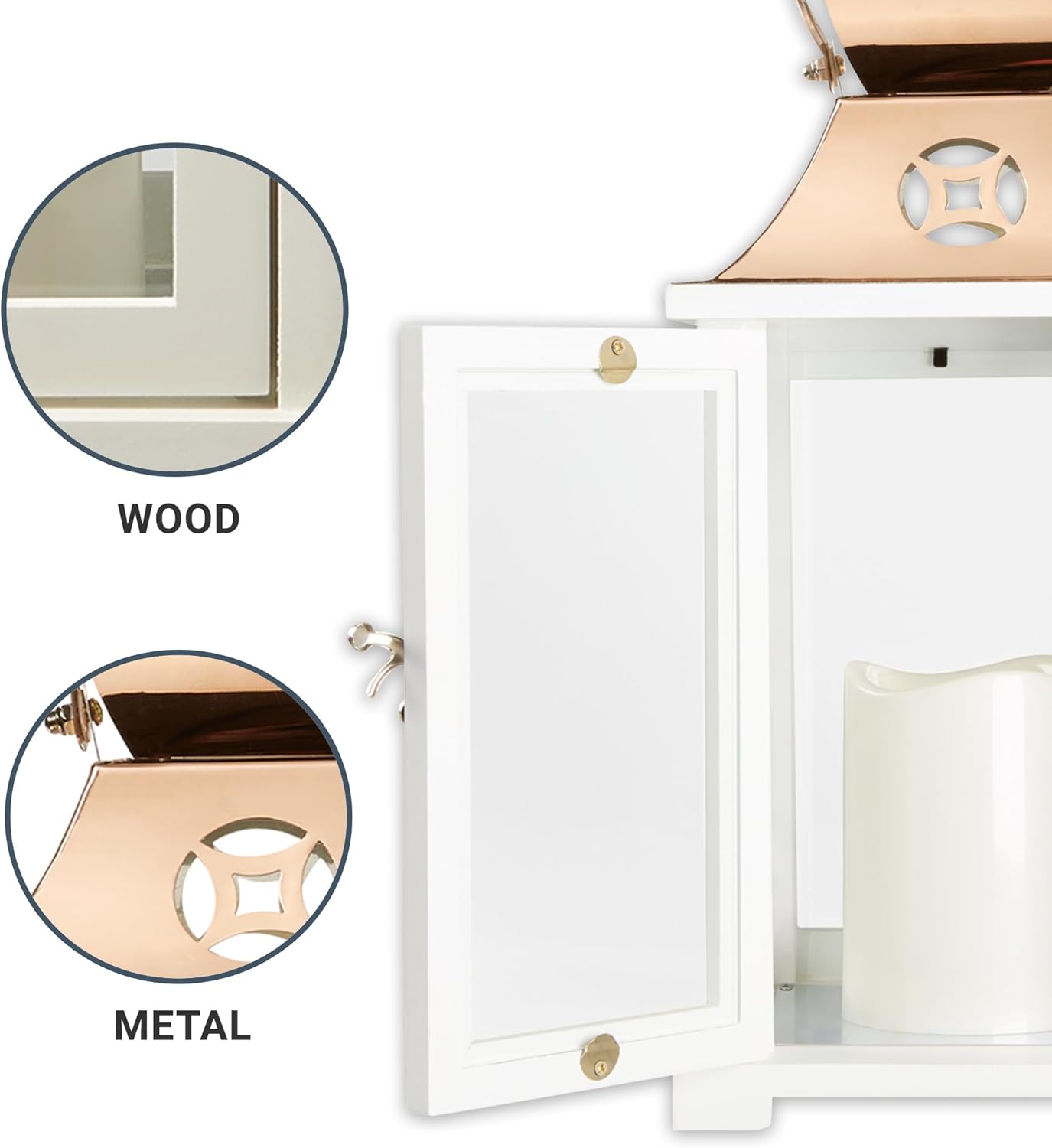 Let's Make Memories Personalized Memorial Lantern - Sympathy - Condolences - LED Candle - Automatic Timer - Wood/Stainless Steel - Copper Finish - in a Better Place