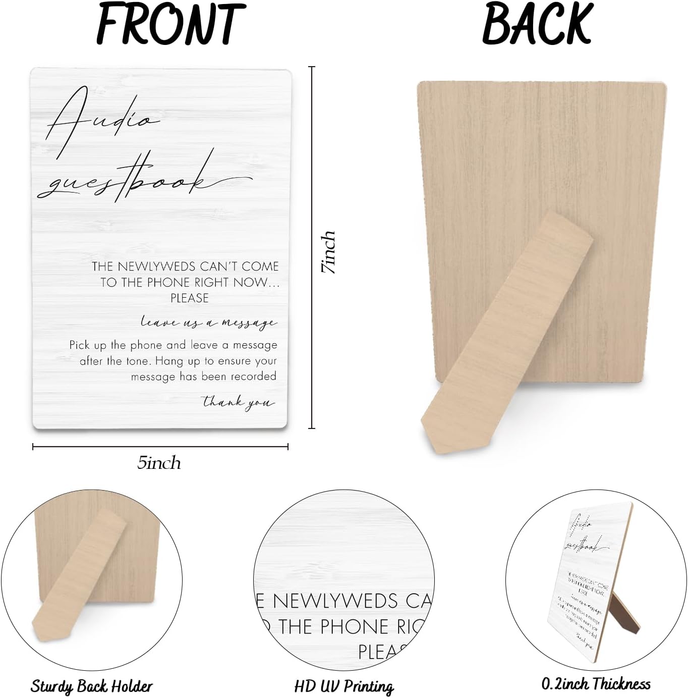 Audio Guestbook Sign, Wedding Guestbook Wooden Sign Stand 5x7inch, Message Audio Guest Book Wedding Sign Stand, Wedding Signs for Reception, Wedding Table Decorations, Wedding Table Sign