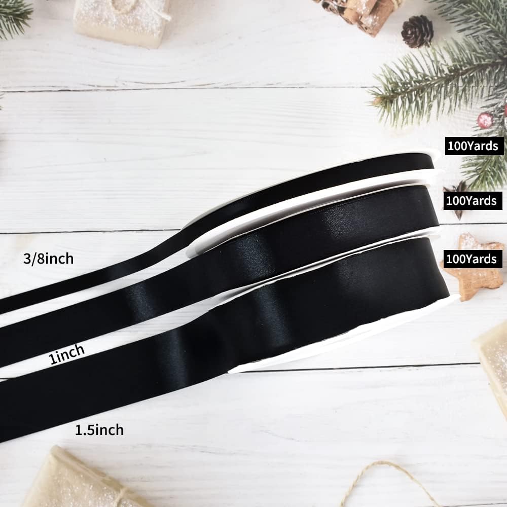 TONIFUL 1 Inch x 100yds Gold Satin Ribbon, Thin Solid Color Satin Ribbon for Gift Wrapping, Crafts, Hair Bows Making, Wedding Party Decoration, Invitation Cards, Floral Bouquets, Christmas